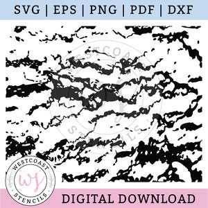 May include: Black and white digital download with a marbled pattern. The image includes the text "SVG | EPS | PNG | PDF | DXF" at the top and "DIGITAL DOWNLOAD" at the bottom. A circular logo for Westcoast Stencils is in the lower left.