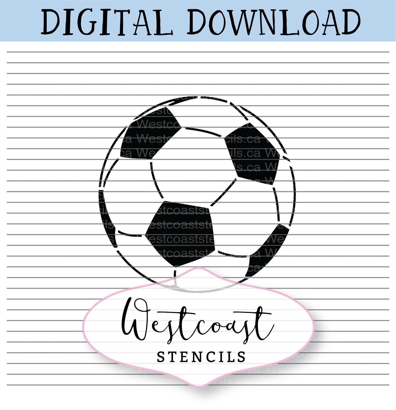 Digital Soccer Ball Stencil Deportes Deporte Galería de - Etsy México