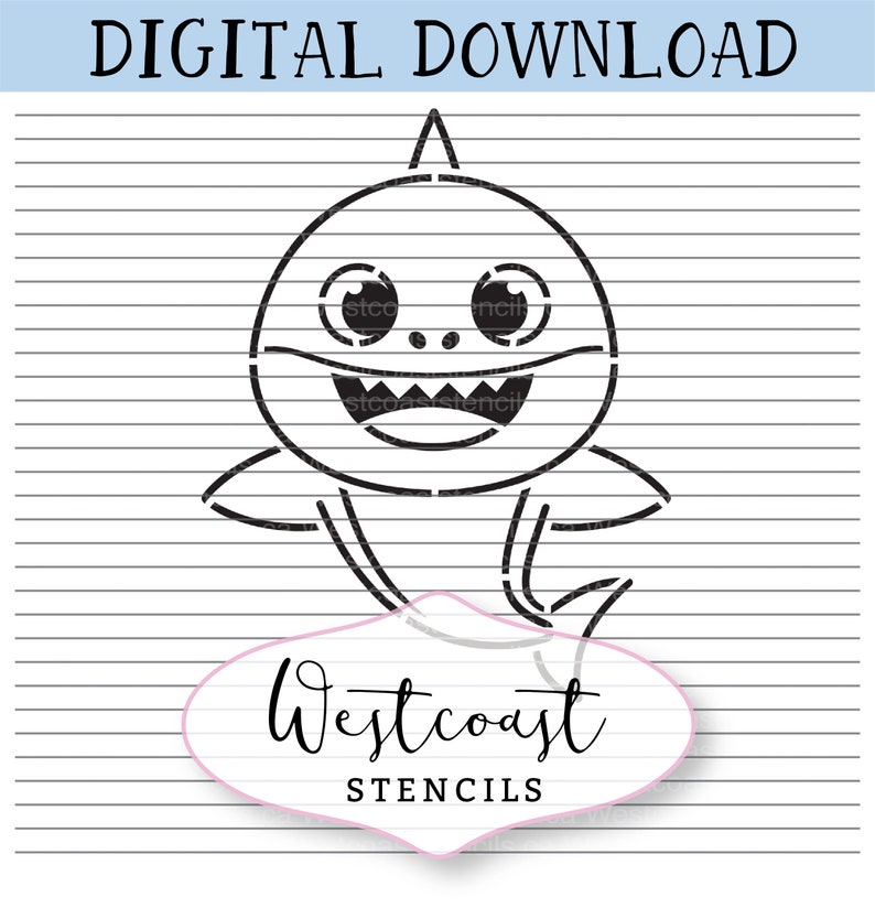 DIGITAL PYO Baby Shark Cookie Stencil svg png Digital | Etsy