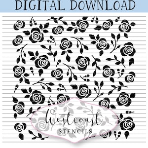 Rose Pattern Stencil Roses Flowers Floral Cookie Stencil DIGITAL File SVG PNG Digital Stencil Download for Cricut Silhouette Laser Cutter