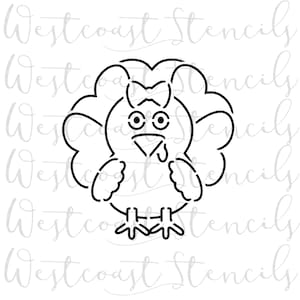 Girl Turkey pyo Stencil paint your own Thanksgiving Cookie Stencil DIGITAL File SVG PNG Digital Stencil Download for Cricut Silhouette