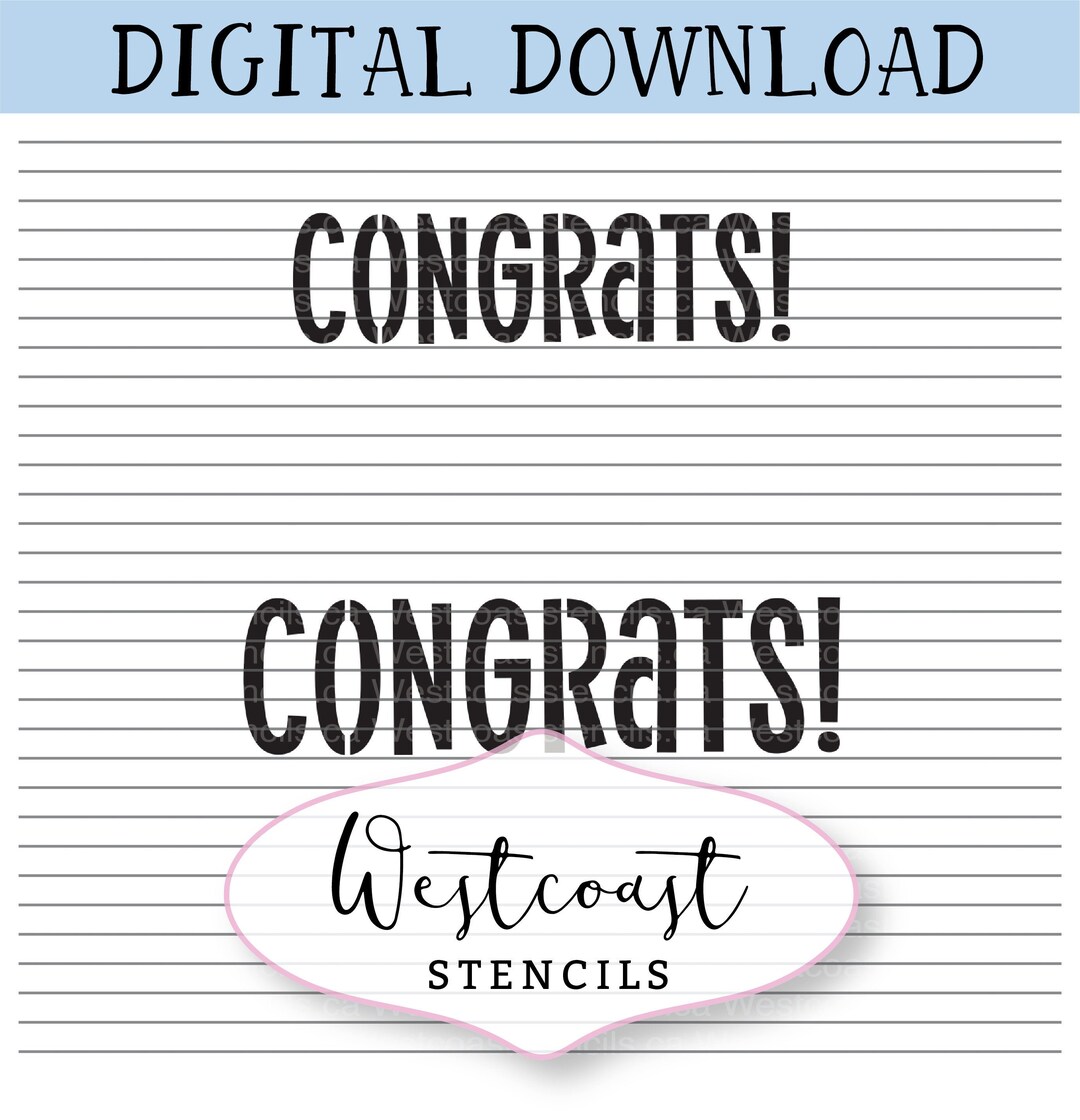 DIGITAL Congrats Stencil, Style 2, Congratulations, Cookie Stencil, SVG ...