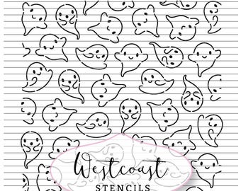 Ghost Outline Pattern Stencil Halloween Cookie Stencil DIGITAL File SVG PNG Digital Stencil Download for Cricut Silhouette Laser Cutter