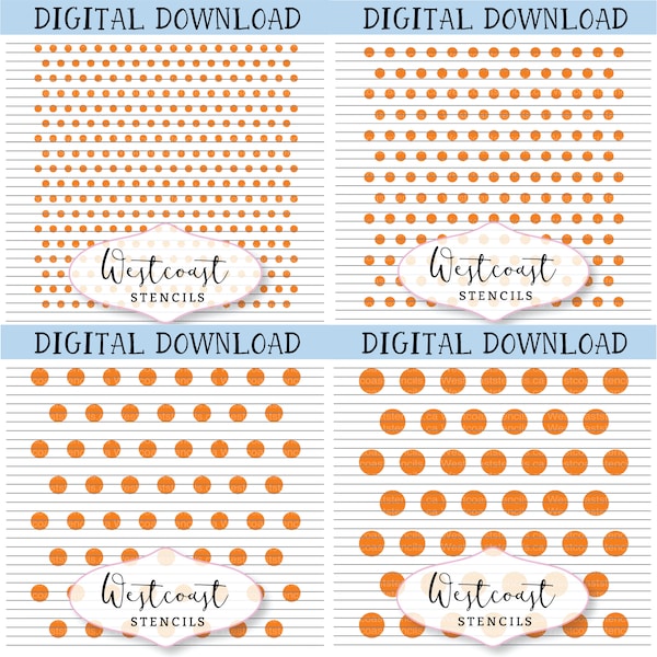 DIGITAL Polka Dot Stencil Bundle, 4 Sizes, Cookie Stencil, SVG, PNG, Digital Download, Cutting File