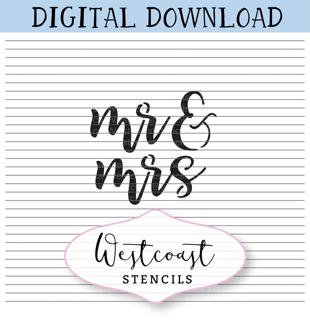 DIGITAL Mr &amp; Mrs Stencil, Style 2, Wedding, Bridal, Cookie Stencil, SVG ...