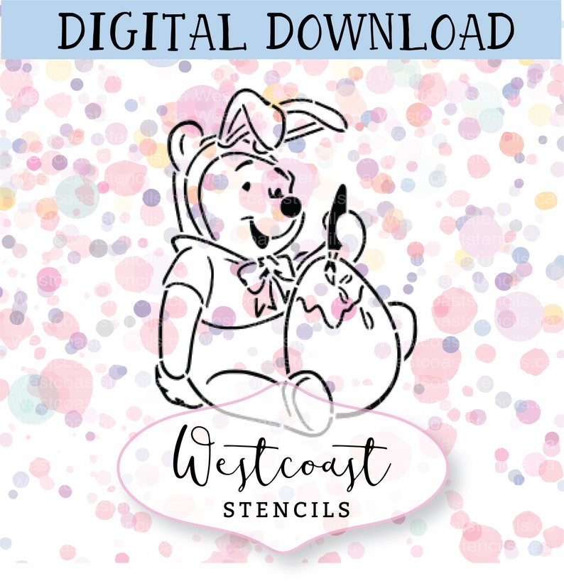 Download DIGITAL Easter Bear Stencil Cookie Stencil SVG PNG Digital ...