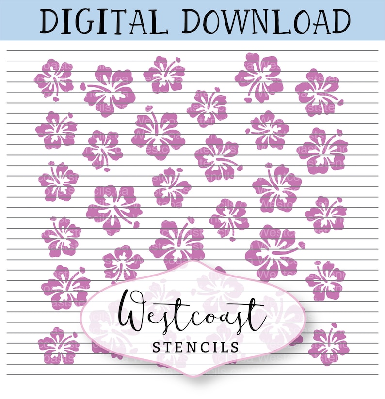 PNG Cookie Stencil Digital Download Cutting File SVG 1 piece DIGITAL Hibiscus Background Stencil
