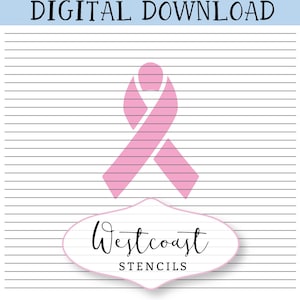 デジタル ピンクのリボン ステンシル、乳がん、クッキー ステンシル、SVG、PNG、デジタル ダウンロード、カッティング ファイル