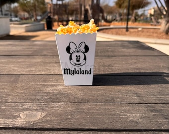 Custom Minnie Name Box Disneyland Themed Birthday Popcorn Box