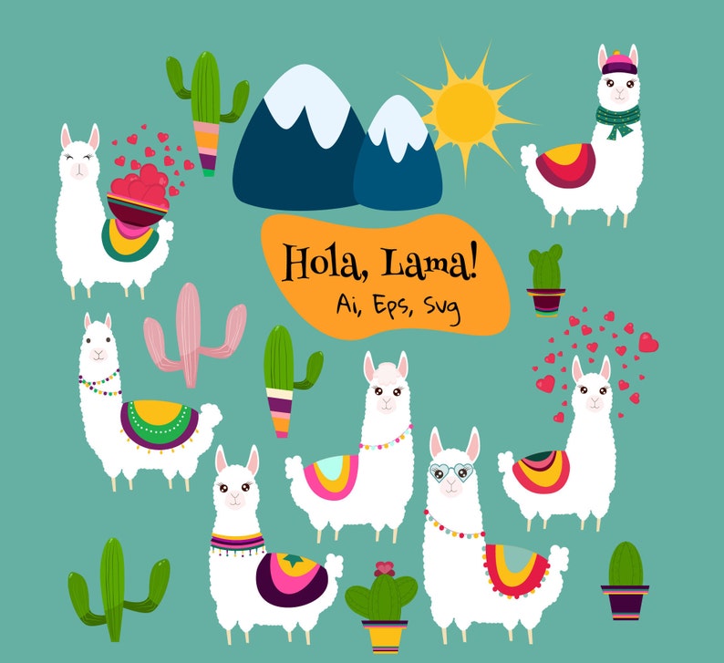 Download Lama clipart Alpaca svg Commercial use Lama svg Animal | Etsy