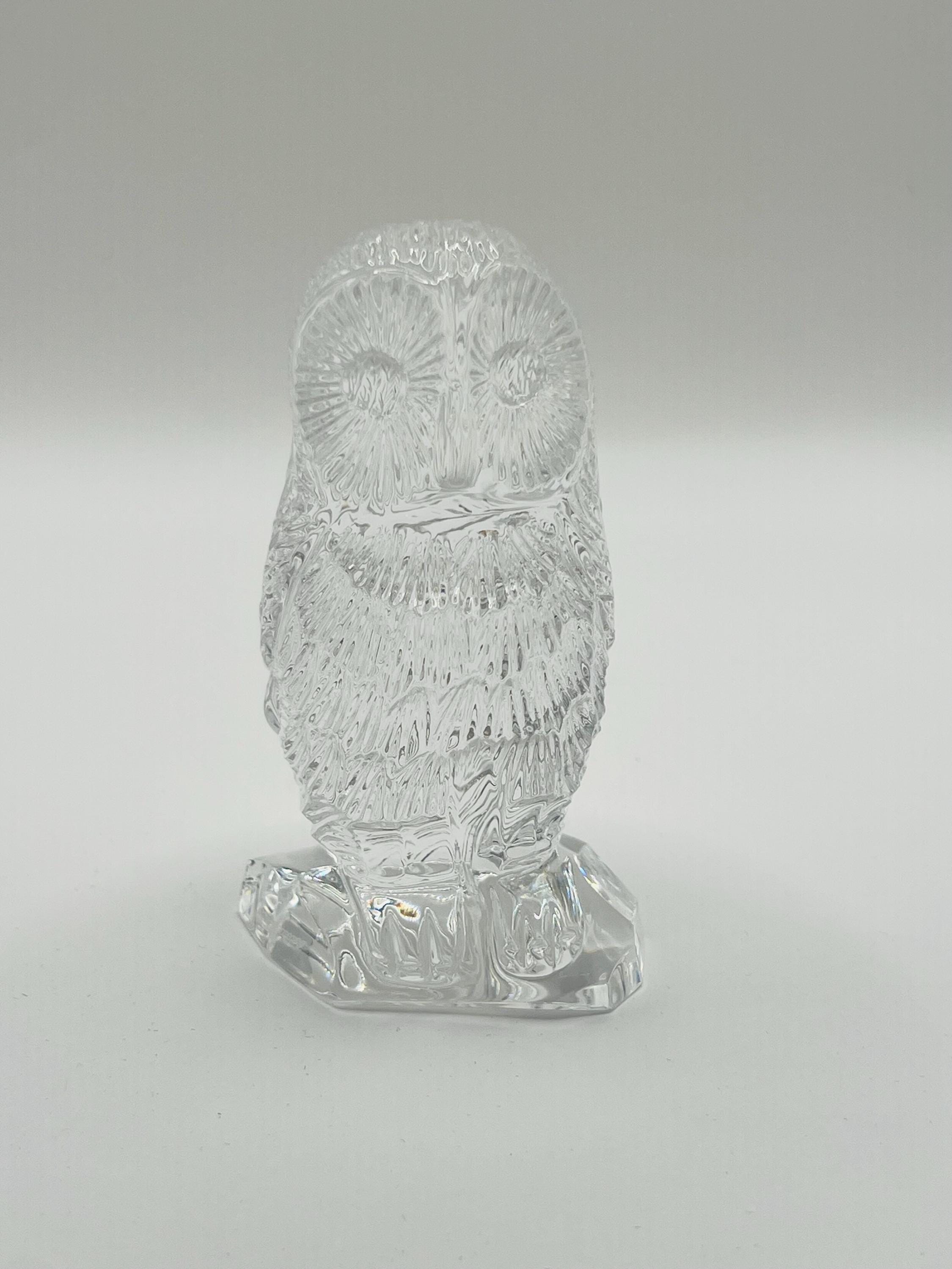 Waterford Crystal Barn Owl Paperweight, Signed Irish Lead Glass Sculpture