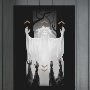 ROMUVE | Baltischer heidnischer spiritueller Kunstdruck | Lettische Tarot-Serie | Ungerahmtes Wandbild
