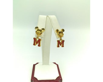 Sequin Mickey Mouse Letra M Oro Bordado Parches Coser Hierro en apliques