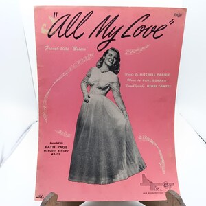 Vintage 1949 Patti Page &quot;All My Love&quot; Sheet Music