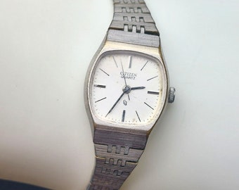 Vintage Citizen Quartz Stainless Steel Ladies Wristwatch With New Battery
