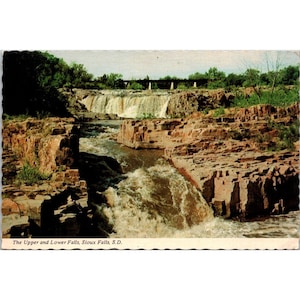 Vintage Postkarte Obere & Untere Falls Sioux Falls S.D.