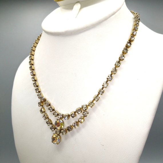 Vintage Crystal Choker, Silver Tone Necklace with… - image 2