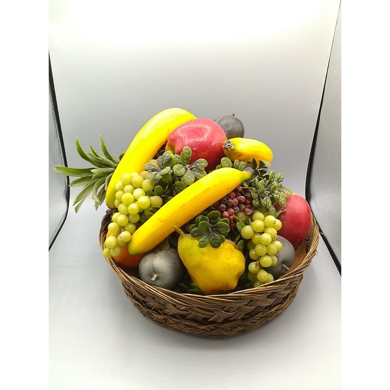Vintage Fake Fruit Basket Large Plastic Fruit Centerpiece Etsy