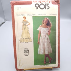 UNCUT Vintage Schnittmuster Simplicity 9015, Jessica McClintock Gunne Sax Misses Kleid in zwei Längen 1979, Größe 25