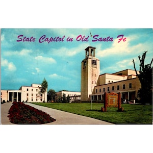 Cartolina d'epoca degli anni '50 del Campidoglio dello Stato del New Mexico, Santa Fe Color, di Caplin, inutilizzata SC-R109