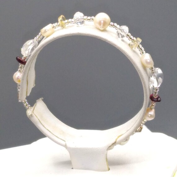 Genuine Pearl and Rock Crystal Bracelet with Amet… - image 3