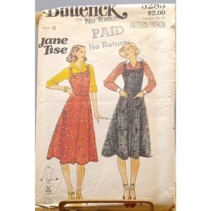 Vintage Sewing PATTERN Butterick 5285, Jane Tise Misses Shirt and Sundress, Size 8