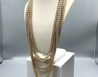 Vintage Multi Strand Eloxal Necklace in Gold Tone Scroll Chain