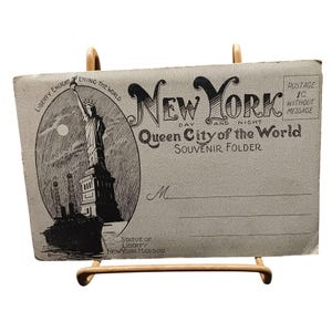 "Vintage New York ""Queen City Of The World"" Souvenir Postkarte Ordner - Freiheitsstatue Cover."