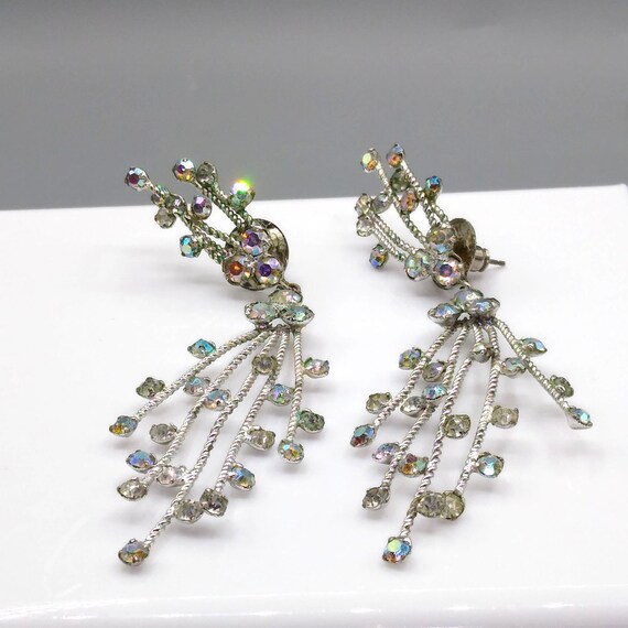 Maximum Sparkle AB Crystal Spray Earrings, Vintag… - image 4