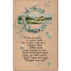 Couronne de cartes postales vintage Myosotis et conception de chalet par la série Pink Of Perfection Co. # 2259