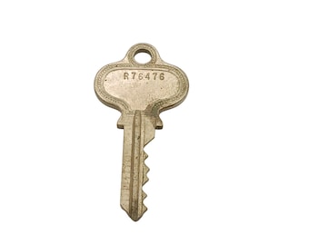 Vintage Brass Skeleton Key With Unique R76476 Marking And Serrated Edge Design