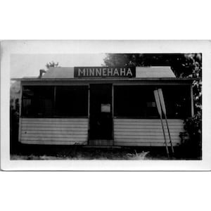 Vintage Black & White Photograph Of Minnehaha Building Rustic Architecture Early 20th Century Minneapolis Minnesota Park
