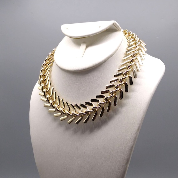 Vintage Barbed Germany Eloxal Choker, Gold Tone S… - image 1