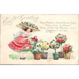 Cartolina d'auguri di Pasqua d'epoca del 1911 con timbro postale e francobollo