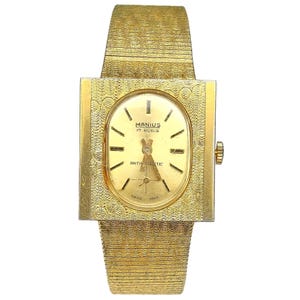 Vintage Manius 17 Rubis Swiss Antimagnetic Manual Wind Rectangular Gold-Tone Watch Art Deco