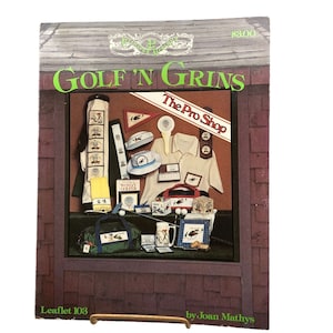 Wzory do haftu krzyżykowego w stylu vintage, Golf N Grins Pro Shop autorstwa Joan Mathys, 1982 Princess Designs Ulotka 103