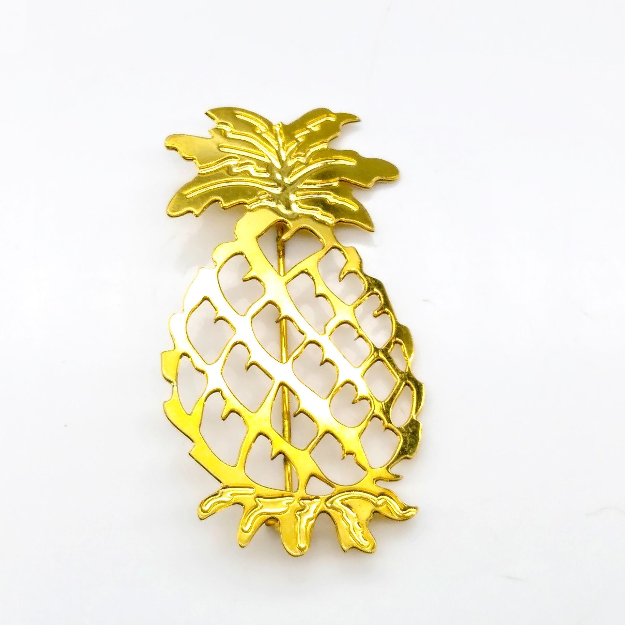 Mini broche vintage Trifari – Ananas doré texturé (neuf