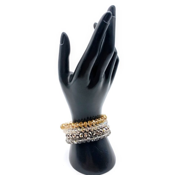 Stretch AB Crystals Statement Bracelet, Beaded Sh… - image 1