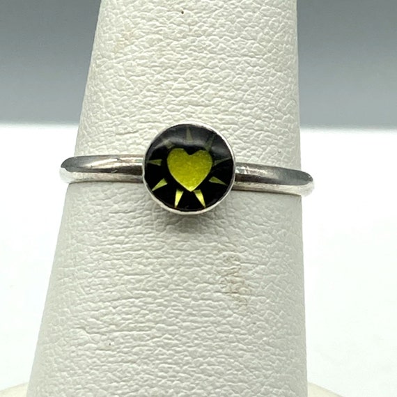Vintage Glowing Heart Stackable Ring, Sterling Si… - image 4