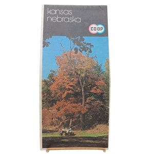 Retro 1975 Kansas Nebraska Straßenkarte CO OP, Öl- und Gaswerbung Ephemera, Vintage Sammlerstück Reise-Tourismus-Andenken