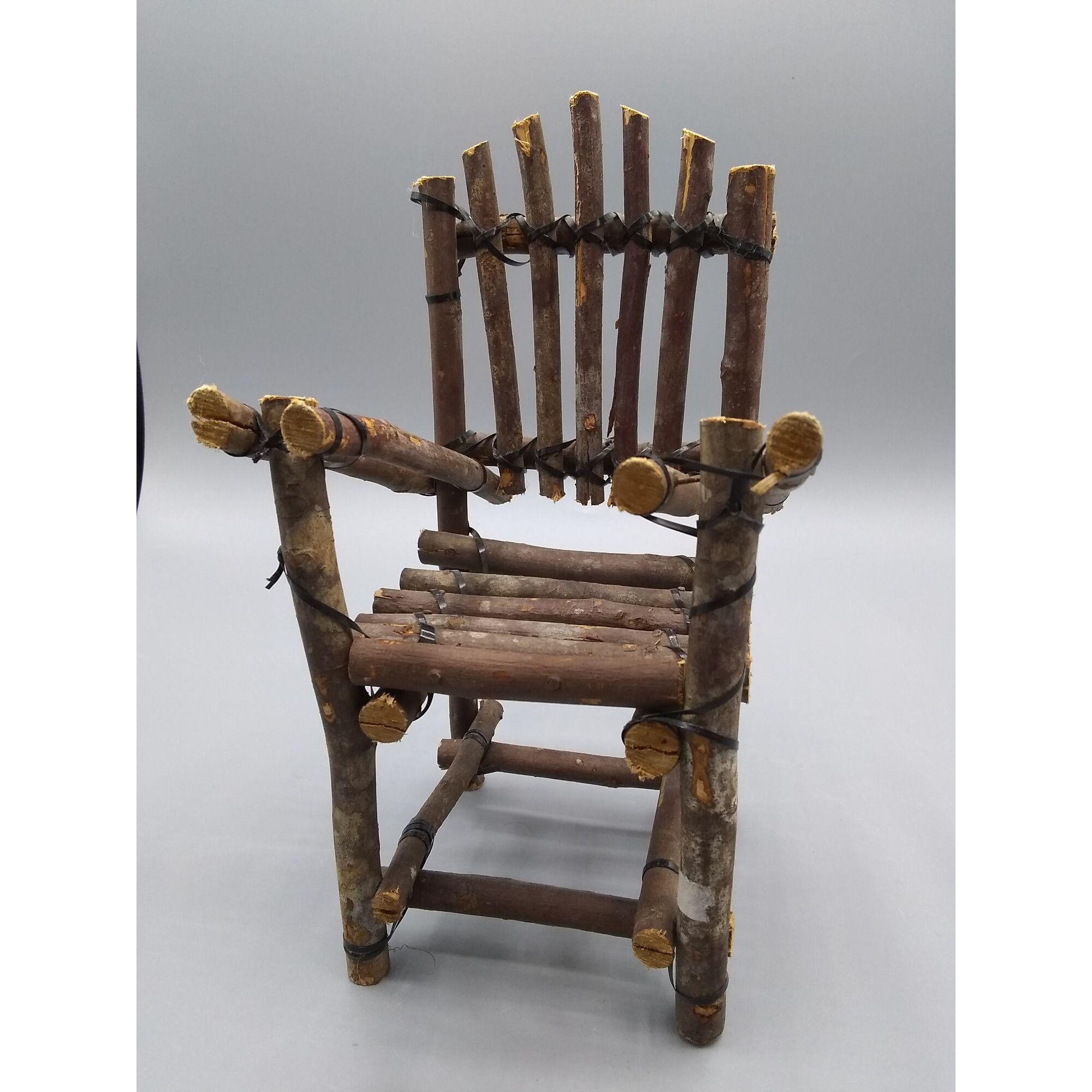 Miniature Twig Adirondack Chair Doll Furniture Plant Stand Etsy