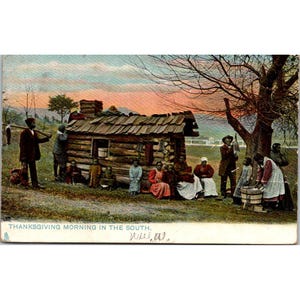 Cartão postal de Tucks, manhã de Ação de Graças no sul, cena vintage dos anos 1900
