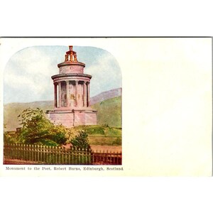 Carte postale vintage Monuments of Poet Robert Burns Edinburgh Scotland inutilisé