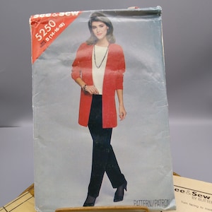 Vintage Sewing PATTERN See and Sew 5250, Butterick 1980s Misses Jacket Pants and Top, Size B 14 16 18