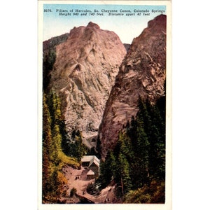 Vintage HHT Co White Border Postkarte, Säulen des Hercules South Cheyenne Canon Colorado Springs