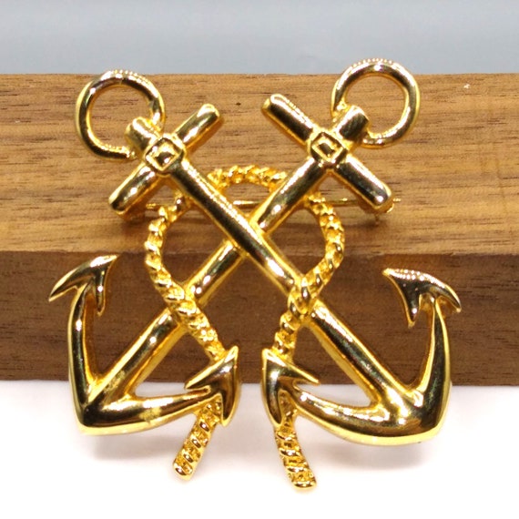 Vintage Carolee Anchors Away Brooch, Gold Tone Na… - image 1