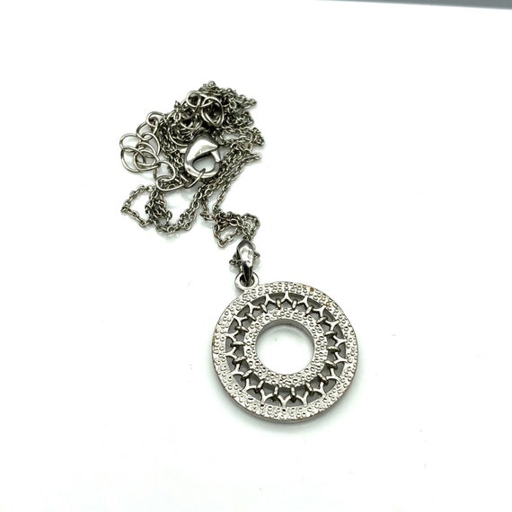 Vintage Chain Pendant Necklace with Silver Tone C… - image 2