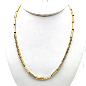 Vintage Rectangular Tube Chain Necklace, Gold Tone Eloxal