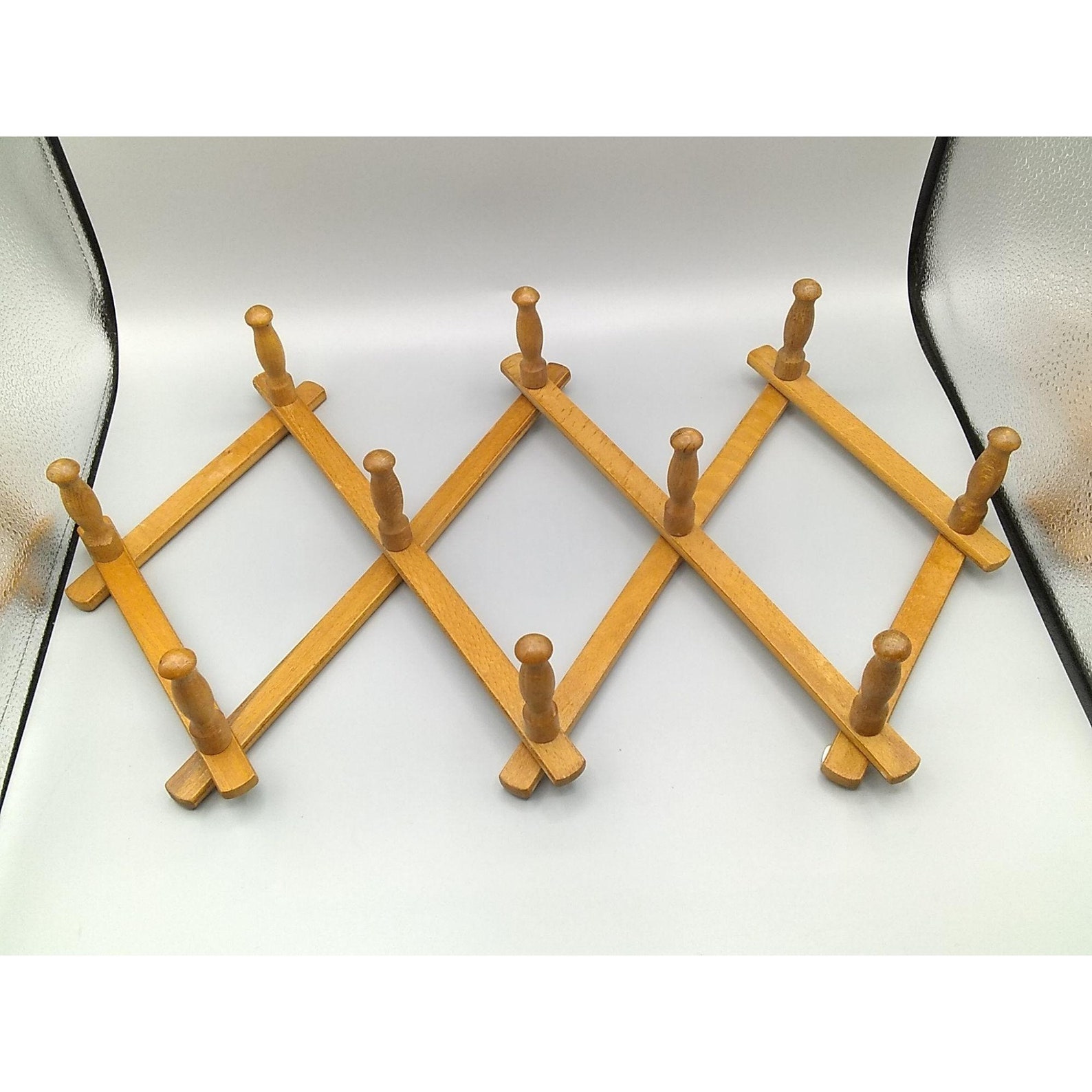 Vintage Wooden Accordion Peg Rack Made in Japan MCM Decor Etsy