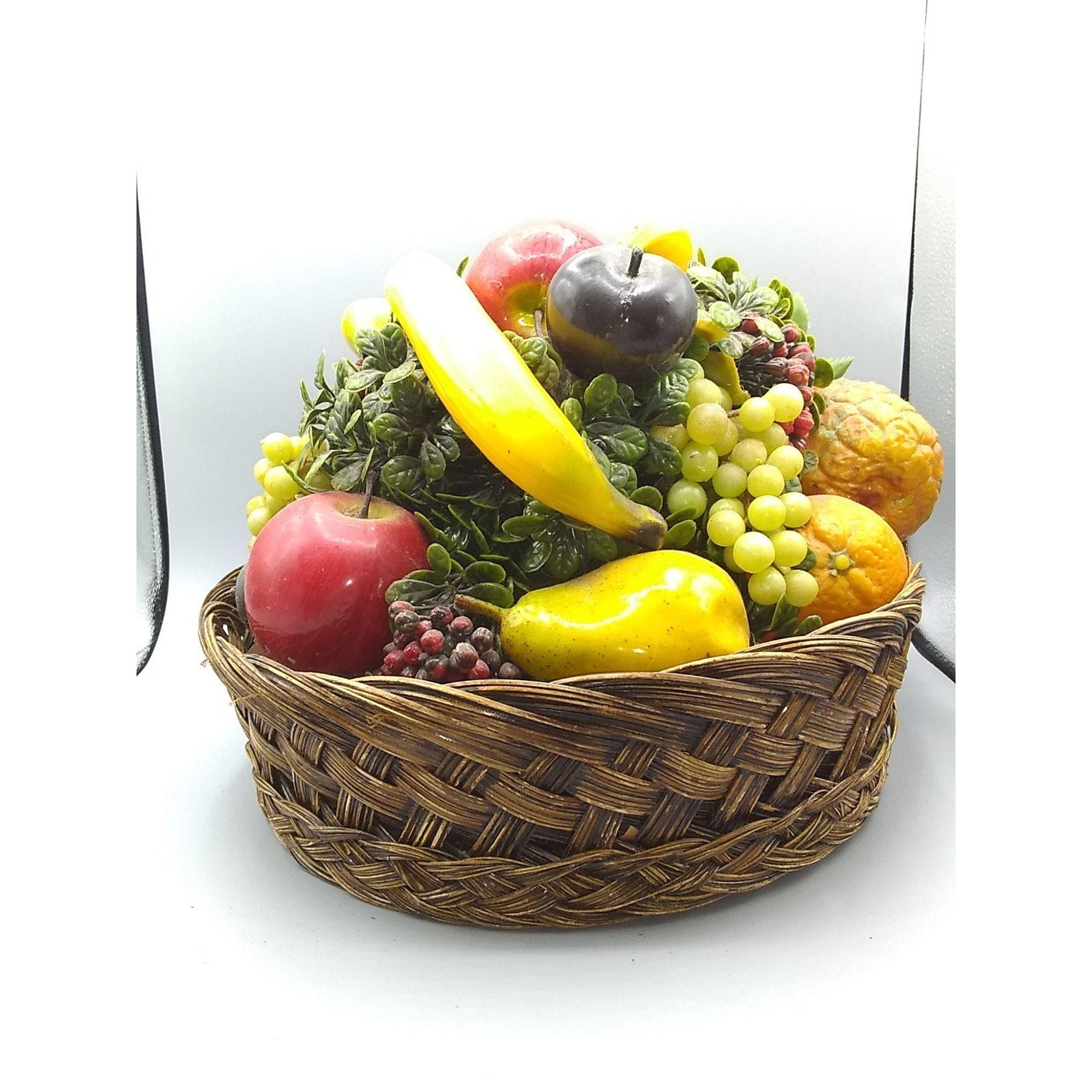 Vintage Fake Fruit Basket Large Plastic Fruit Centerpiece Etsy